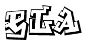 The clipart image depicts the word Ela in a style reminiscent of graffiti. The letters are drawn in a bold, block-like script with sharp angles and a three-dimensional appearance.