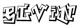 The clipart image depicts the word Elvin in a style reminiscent of graffiti. The letters are drawn in a bold, block-like script with sharp angles and a three-dimensional appearance.