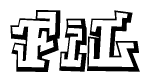 The clipart image depicts the word Fil in a style reminiscent of graffiti. The letters are drawn in a bold, block-like script with sharp angles and a three-dimensional appearance.