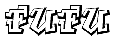 The clipart image depicts the word Fufu in a style reminiscent of graffiti. The letters are drawn in a bold, block-like script with sharp angles and a three-dimensional appearance.
