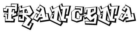 The clipart image depicts the word Francena in a style reminiscent of graffiti. The letters are drawn in a bold, block-like script with sharp angles and a three-dimensional appearance.
