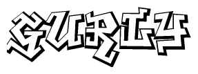 The clipart image depicts the word Gurly in a style reminiscent of graffiti. The letters are drawn in a bold, block-like script with sharp angles and a three-dimensional appearance.