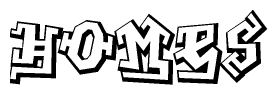 The clipart image depicts the word Homes in a style reminiscent of graffiti. The letters are drawn in a bold, block-like script with sharp angles and a three-dimensional appearance.
