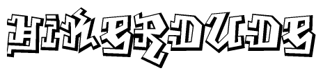 The clipart image depicts the word Hikerdude in a style reminiscent of graffiti. The letters are drawn in a bold, block-like script with sharp angles and a three-dimensional appearance.