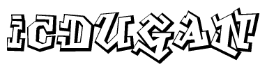 The clipart image features a stylized text in a graffiti font that reads Icdugan.