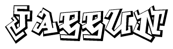 The clipart image depicts the word Jaeeun in a style reminiscent of graffiti. The letters are drawn in a bold, block-like script with sharp angles and a three-dimensional appearance.
