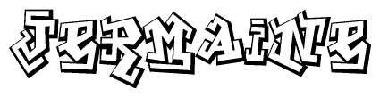 The clipart image depicts the word Jermaine in a style reminiscent of graffiti. The letters are drawn in a bold, block-like script with sharp angles and a three-dimensional appearance.