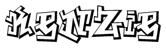 The image is a stylized representation of the letters Kenzie designed to mimic the look of graffiti text. The letters are bold and have a three-dimensional appearance, with emphasis on angles and shadowing effects.