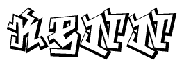 The image is a stylized representation of the letters Kenn designed to mimic the look of graffiti text. The letters are bold and have a three-dimensional appearance, with emphasis on angles and shadowing effects.