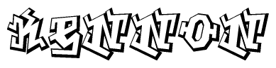The image is a stylized representation of the letters Kennon designed to mimic the look of graffiti text. The letters are bold and have a three-dimensional appearance, with emphasis on angles and shadowing effects.