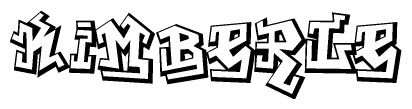 The image is a stylized representation of the letters Kimberle designed to mimic the look of graffiti text. The letters are bold and have a three-dimensional appearance, with emphasis on angles and shadowing effects.