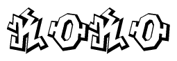 The clipart image depicts the word Koko in a style reminiscent of graffiti. The letters are drawn in a bold, block-like script with sharp angles and a three-dimensional appearance.