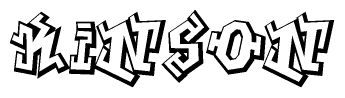 The clipart image depicts the word Kinson in a style reminiscent of graffiti. The letters are drawn in a bold, block-like script with sharp angles and a three-dimensional appearance.