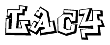 The image is a stylized representation of the letters Lacy designed to mimic the look of graffiti text. The letters are bold and have a three-dimensional appearance, with emphasis on angles and shadowing effects.