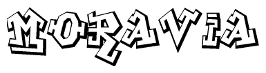 The clipart image features a stylized text in a graffiti font that reads Moravia.