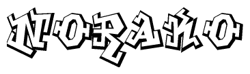 The clipart image features a stylized text in a graffiti font that reads Norako.