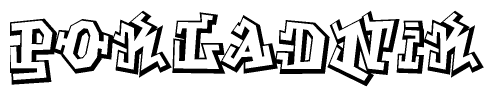 The clipart image features a stylized text in a graffiti font that reads Pokladnik.