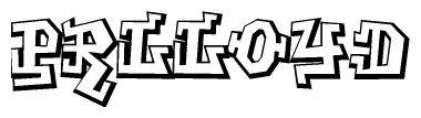 The clipart image depicts the word Prlloyd in a style reminiscent of graffiti. The letters are drawn in a bold, block-like script with sharp angles and a three-dimensional appearance.