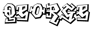 The clipart image depicts the word Qeorge in a style reminiscent of graffiti. The letters are drawn in a bold, block-like script with sharp angles and a three-dimensional appearance.