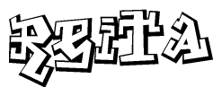 The clipart image depicts the word Reita in a style reminiscent of graffiti. The letters are drawn in a bold, block-like script with sharp angles and a three-dimensional appearance.