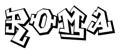 The clipart image depicts the word Roma in a style reminiscent of graffiti. The letters are drawn in a bold, block-like script with sharp angles and a three-dimensional appearance.