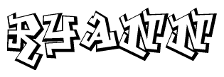 The image is a stylized representation of the letters Ryann designed to mimic the look of graffiti text. The letters are bold and have a three-dimensional appearance, with emphasis on angles and shadowing effects.