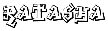 The clipart image depicts the word Ratasha in a style reminiscent of graffiti. The letters are drawn in a bold, block-like script with sharp angles and a three-dimensional appearance.