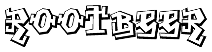 The clipart image features a stylized text in a graffiti font that reads Rootbeer.