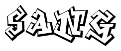 The clipart image depicts the word Sang in a style reminiscent of graffiti. The letters are drawn in a bold, block-like script with sharp angles and a three-dimensional appearance.