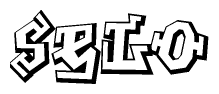 The clipart image depicts the word Selo in a style reminiscent of graffiti. The letters are drawn in a bold, block-like script with sharp angles and a three-dimensional appearance.