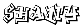 The image is a stylized representation of the letters Shany designed to mimic the look of graffiti text. The letters are bold and have a three-dimensional appearance, with emphasis on angles and shadowing effects.