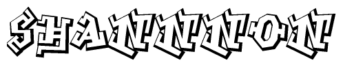 The clipart image depicts the word Shannnon in a style reminiscent of graffiti. The letters are drawn in a bold, block-like script with sharp angles and a three-dimensional appearance.