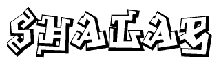 The clipart image depicts the word Shalae in a style reminiscent of graffiti. The letters are drawn in a bold, block-like script with sharp angles and a three-dimensional appearance.
