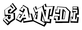 The clipart image depicts the word Sandi in a style reminiscent of graffiti. The letters are drawn in a bold, block-like script with sharp angles and a three-dimensional appearance.