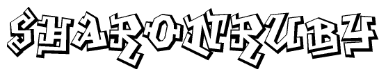 The clipart image depicts the word Sharonruby in a style reminiscent of graffiti. The letters are drawn in a bold, block-like script with sharp angles and a three-dimensional appearance.
