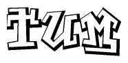 The clipart image depicts the word Tum in a style reminiscent of graffiti. The letters are drawn in a bold, block-like script with sharp angles and a three-dimensional appearance.