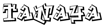 The clipart image depicts the word Tanaya in a style reminiscent of graffiti. The letters are drawn in a bold, block-like script with sharp angles and a three-dimensional appearance.