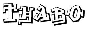 The clipart image depicts the word Thabo in a style reminiscent of graffiti. The letters are drawn in a bold, block-like script with sharp angles and a three-dimensional appearance.