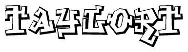 The clipart image depicts the word Taylort in a style reminiscent of graffiti. The letters are drawn in a bold, block-like script with sharp angles and a three-dimensional appearance.
