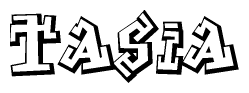The clipart image depicts the word Tasia in a style reminiscent of graffiti. The letters are drawn in a bold, block-like script with sharp angles and a three-dimensional appearance.