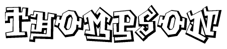 The image is a stylized representation of the letters Thompson designed to mimic the look of graffiti text. The letters are bold and have a three-dimensional appearance, with emphasis on angles and shadowing effects.