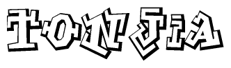 The clipart image features a stylized text in a graffiti font that reads Tonjia.