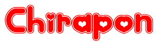 The image displays the word Chirapon written in a stylized red font with hearts inside the letters.