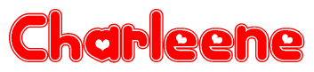 The image displays the word Charleene written in a stylized red font with hearts inside the letters.