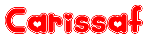 The image displays the word Carissaf written in a stylized red font with hearts inside the letters.