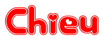 The image displays the word Chieu written in a stylized red font with hearts inside the letters.