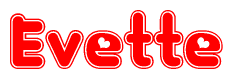 The image displays the word Evette written in a stylized red font with hearts inside the letters.