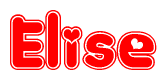 The image is a clipart featuring the word Elise written in a stylized font with a heart shape replacing inserted into the center of each letter. The color scheme of the text and hearts is red with a light outline.