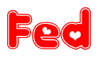 The image displays the word Fed written in a stylized red font with hearts inside the letters.