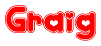 The image displays the word Graig written in a stylized red font with hearts inside the letters.